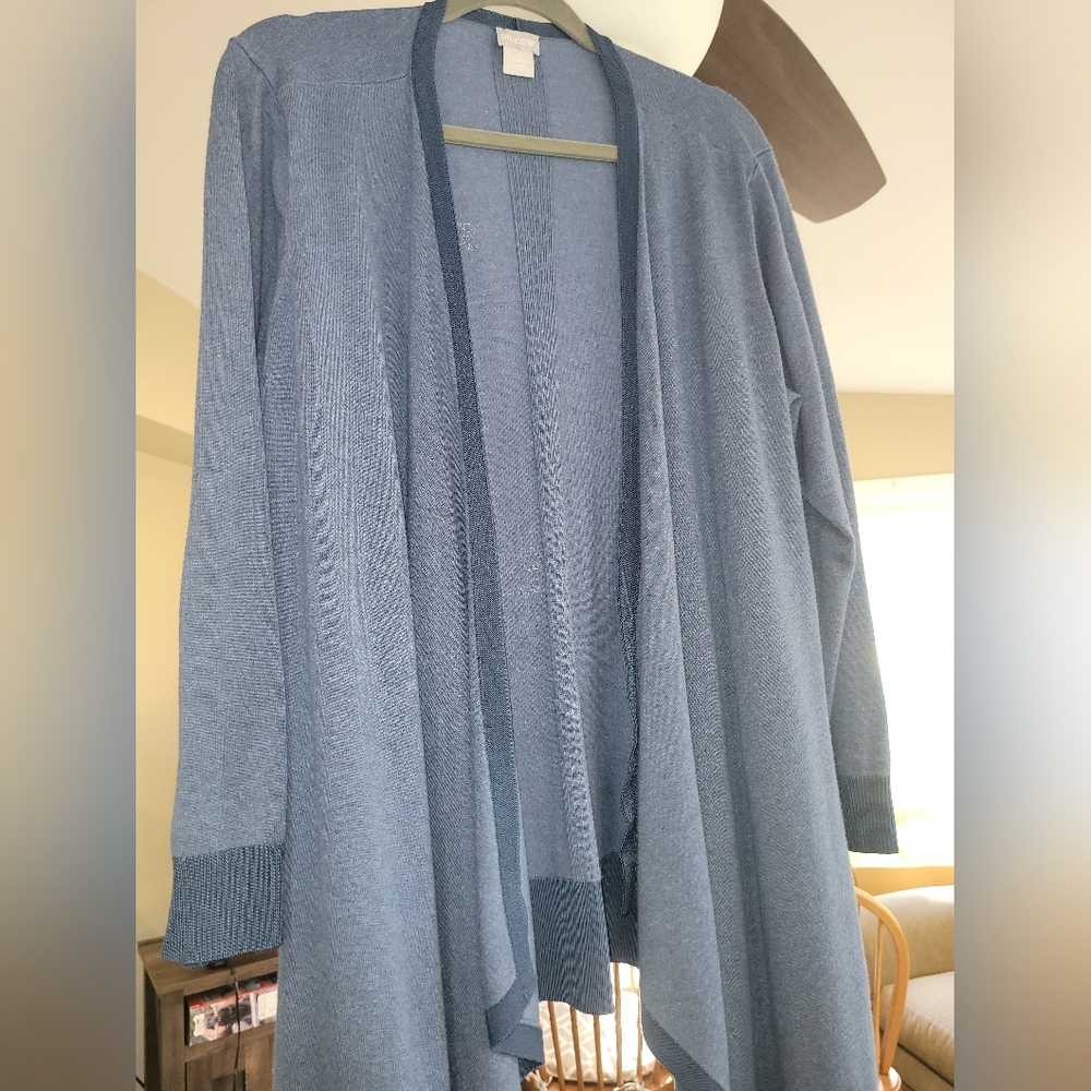 Chico's Elegant Blue‎ Open Cardigan